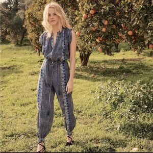 Doen Blue Patterned Jumpsuit